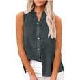 thumbnail image 6 of Alitao Button Down Shirts Linen Shirts Cotton Linen Shirts For Women Sleeveless Collared Tops Oversized Up Blouses Work Shirts Casual Summer Tshirt Tshirts Shirts Summer Tops Gray M, 6 of 9
