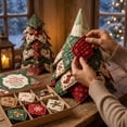 thumbnail image 5 of Quilted Fabric Christmas Tree Decoration, Patchwork Tabletop Xmas Tree with Character Topper, Light-Up & Non-Lit Holiday Centerpiece for Mantel, 5 of 5
