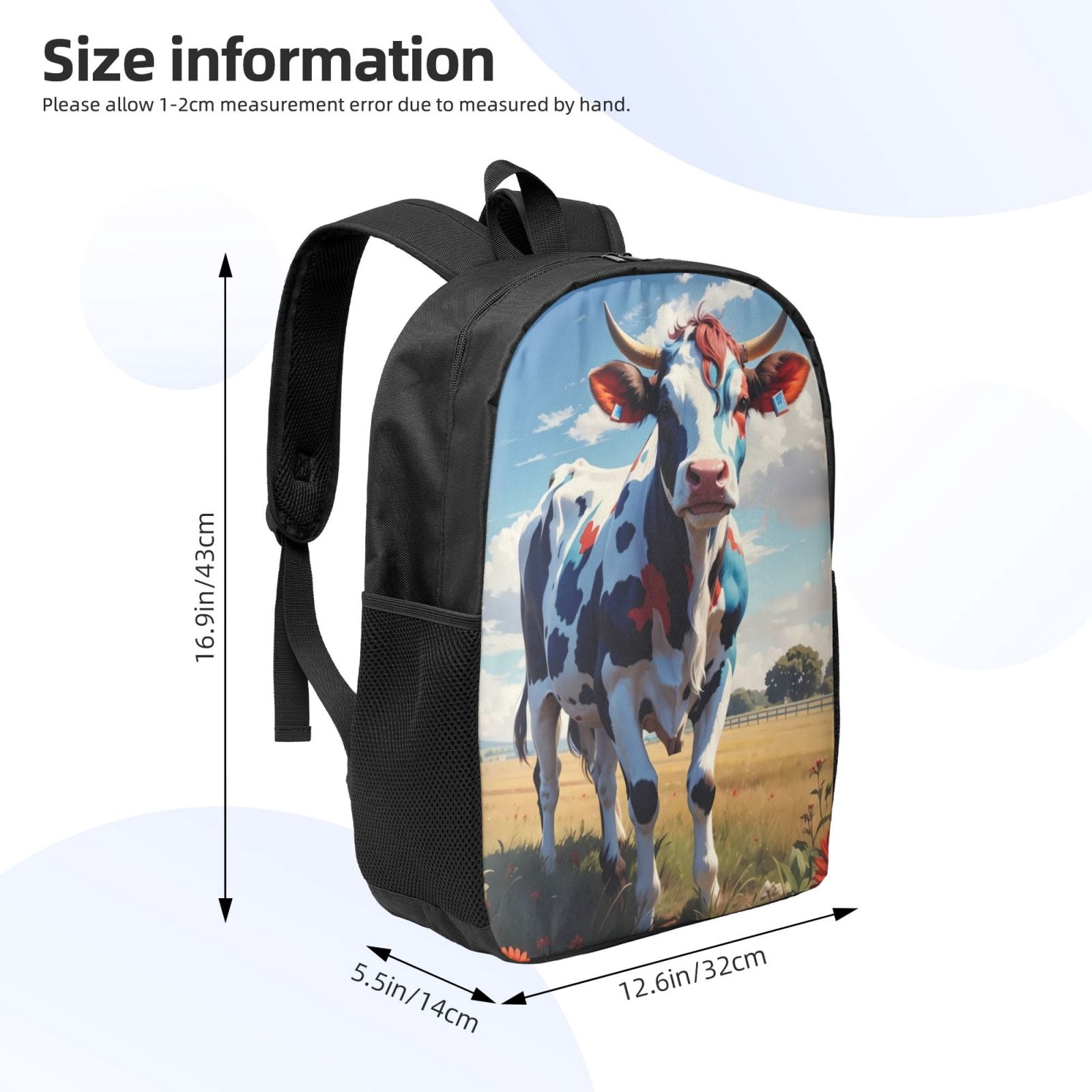 Xecao Colorful Cow Pasture print Travel Backpack, Large Computer Backpack for Men Women, College School Rucksack Book Bag