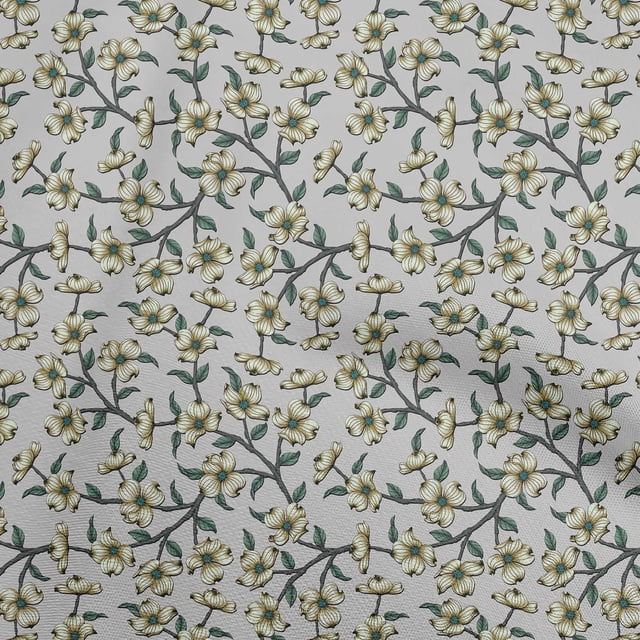oneOone Rayon Light Green Fabric Floral Retro Sewing Material Print Fabric By The Yard 56 Inch Wide