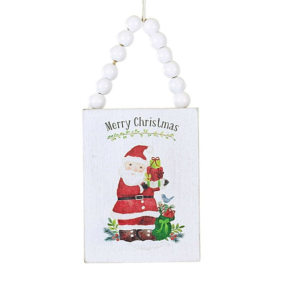 Ganz Santa Holiday Message Ornament - One Ornament 4.75 Inch, Wood - Christmas Beaded Hanger Mx189451 Presents