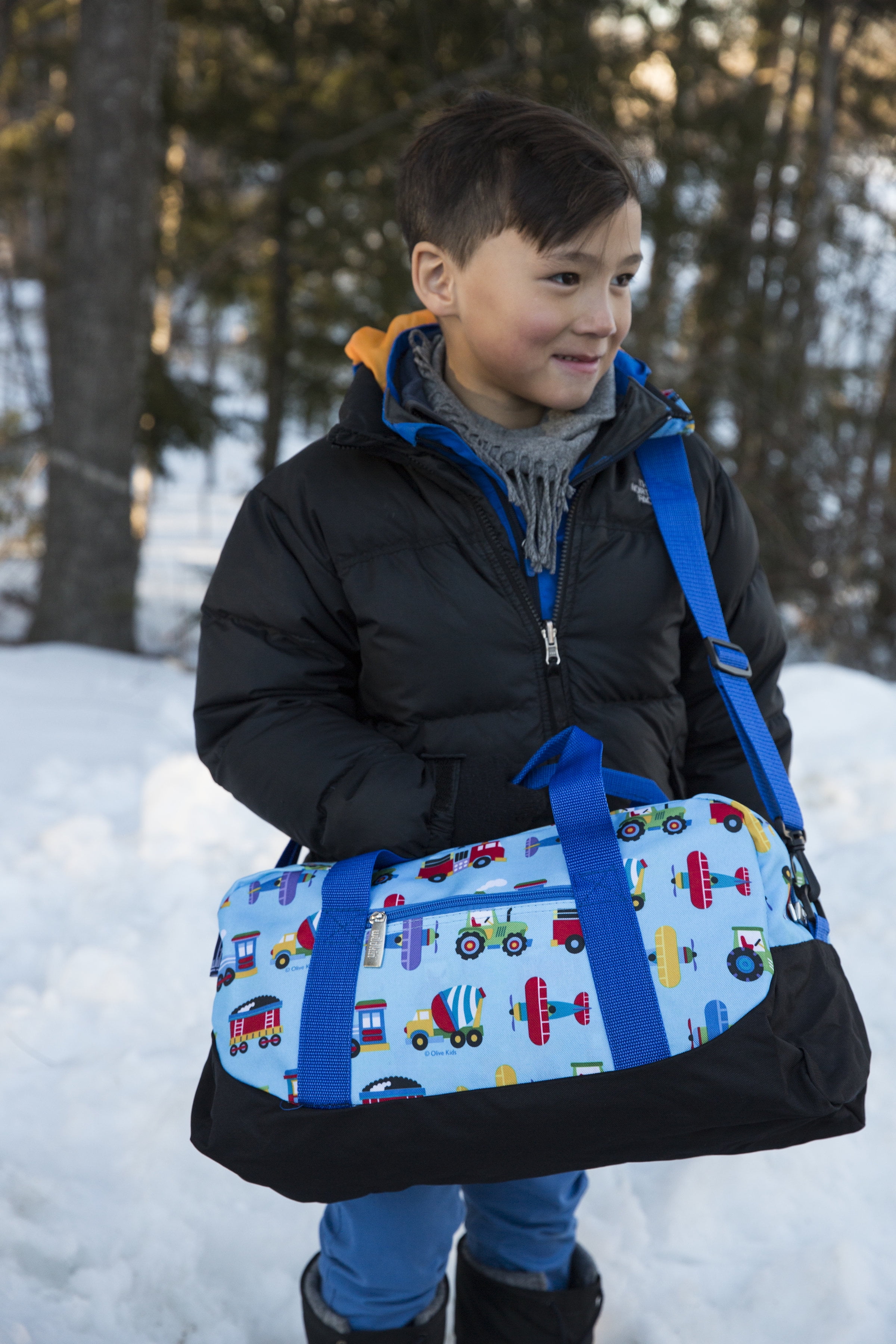 Olive Kids Trains, Planes and Trucks Duffel Bag by Wildkin