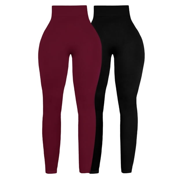 Pack de 2 Piezas Leggins Térmicos De Mujer Legging Faja Mallas Afelpadas Dama