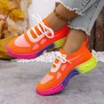 thumbnail image 3 of Rokment Color Block Running Tennis Walking Shoes for Women Comfortable Knit Lace up Athletic Workout Fitness Jogging Platform Sneakers Orange Size 8.5, 3 of 7
