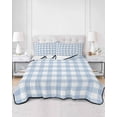 thumbnail image 3 of Light Blue Plaid Twin Size Down Alternative Comforter, Lightweight Comforter Quilt Bedding Set with Pillow Shams Modern Minimalist Country All Seasons Bed Comforter Duvet Insert 68"x86", 3 of 7