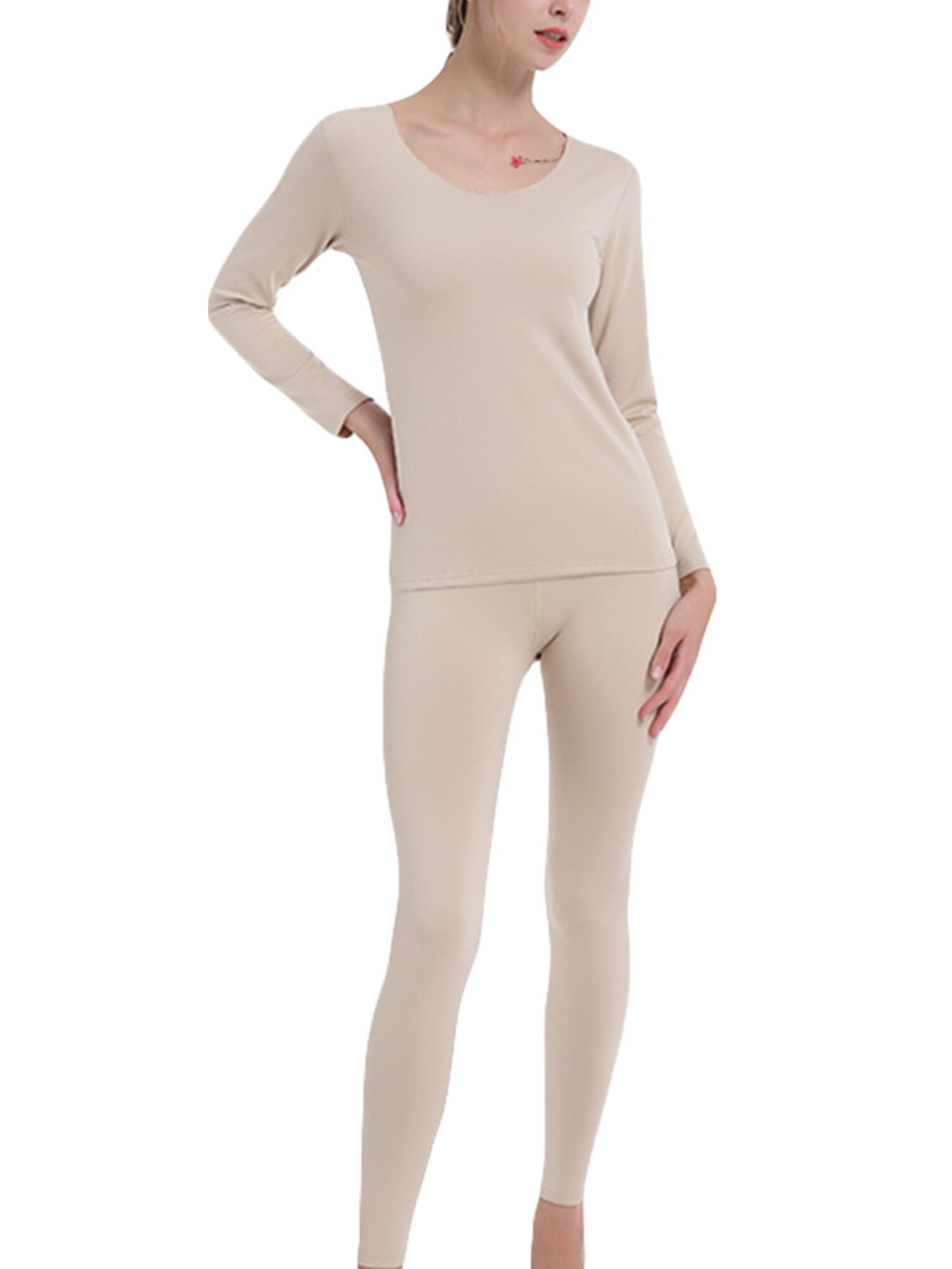 Womens Elastic Thermal Underwear Long Johns Top & Bottom Set S-4XL Colors Choose 