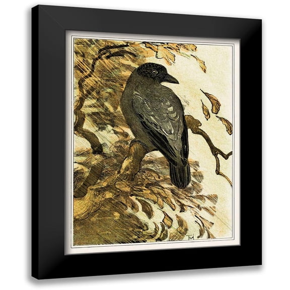 Hoytema, Theo van 12x14 Black Modern Framed Museum Art Print Titled - Hooded crow on branch
