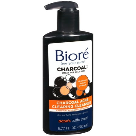 Biore Charcoal Acne Clearing Cleanser, 6.77 FL OZ - Walmart.com