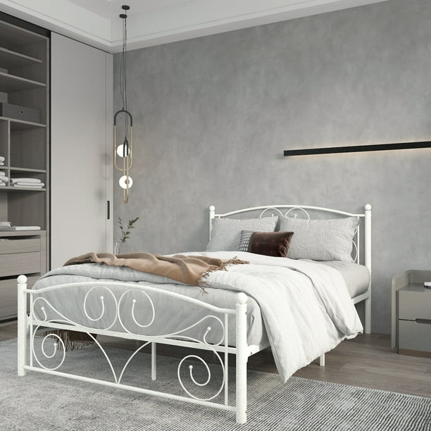 The Large Metal Bed Is Suitable For, White Metal Bed Frame Decorating Ideas