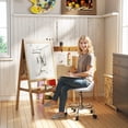 thumbnail image 2 of HOMCOM Tabouret Roulant Réglable, Chaise de Salon en PU avec Repose-Pieds, Blanc, 2 of 10