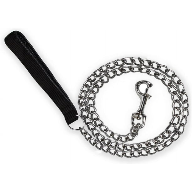 Chlua Dog Leash Steel Chain Solid Dog Metal Leash Pu Leather Handle