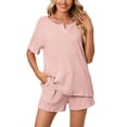 thumbnail image 1 of Liacowi Women Pajama Set Short Sleeve T-Shirts Tops and Shorts 2 Piece Sleepwear Loungewear, 1 of 5
