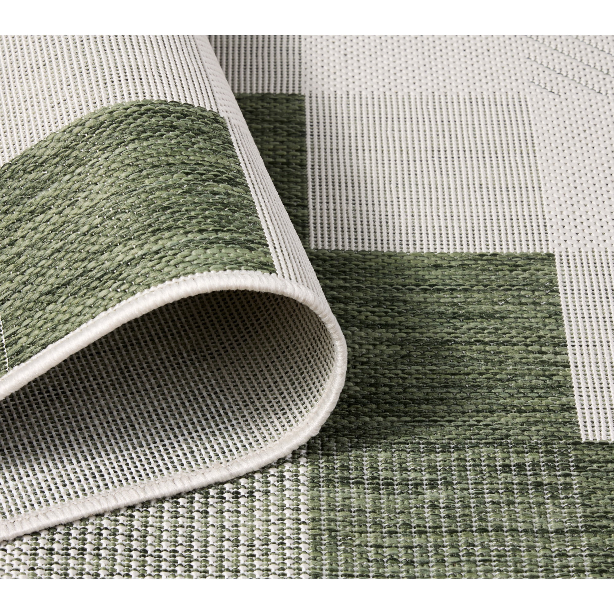 NICOLE MILLER NEW YORK Patio Country Ombre Chevron Indoor Outdoor Area Rug, UV Fade Resistant, Low Pile, Green/Cream, 7'9"x10'2"