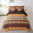 thumbnail image 2 of Feelyou Western Boho Aztec Twin Bedding Sets 7-Piece for Teens, Orange Tribal Square Bedding Comforter Set, Vintage Fashion Style Reversible Sheet Sets, Breathable Home Decor, 2 of 8