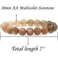 thumbnail image 2 of Angelstones Natural Multicolor Sunstone Genuine Semi Precious Gemstones Healing 10mm Beaded Stretch Bracelet 7" Unisex, 2 of 2