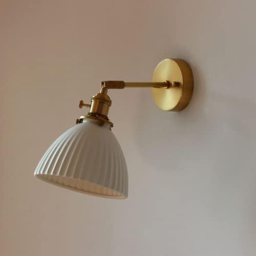 Creativity Brass Wall Lamp Ceramics Glass Light Transmission Lampshade Wall Light Eye Protection Soft Light Corridor Lights Decoration Living Room Restaurant