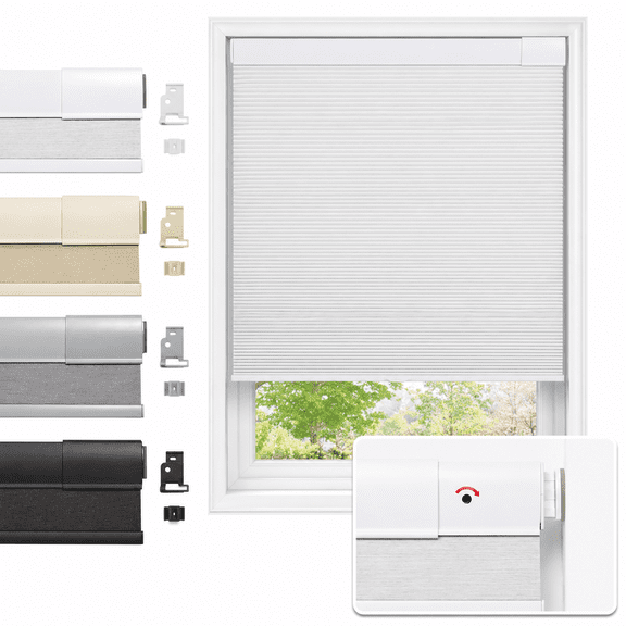 White(blackout) 18 1/2"w X 36"h No Drill Cordless Cellular Window Shades