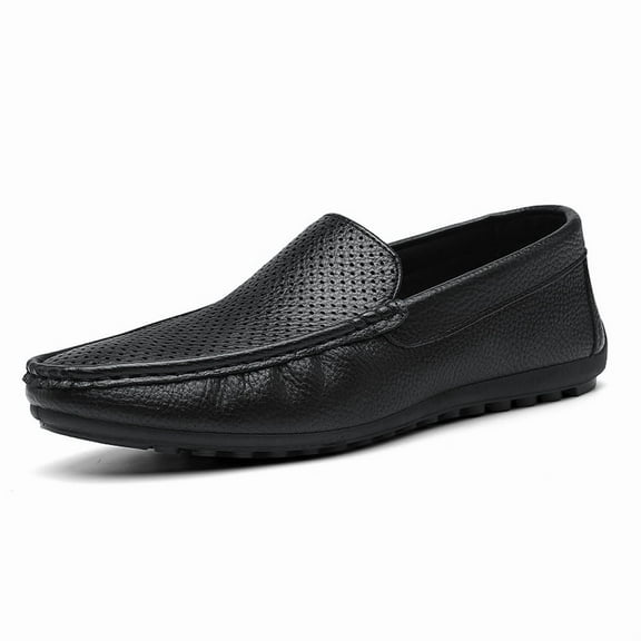 Men's Casual Loafers Slip On Leather Shoes Comfortable Lightweight Driving Shoes Male Moccasins Classic Penny Loafer Flats Boat Shoes Outdoor Walking Shoes