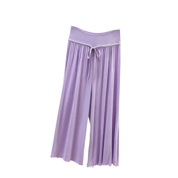 BLVB Women Capri Pajama Pants Ruffle Hem Sleepwear Lounge Pants Drawstring Cropped Pj Bottoms