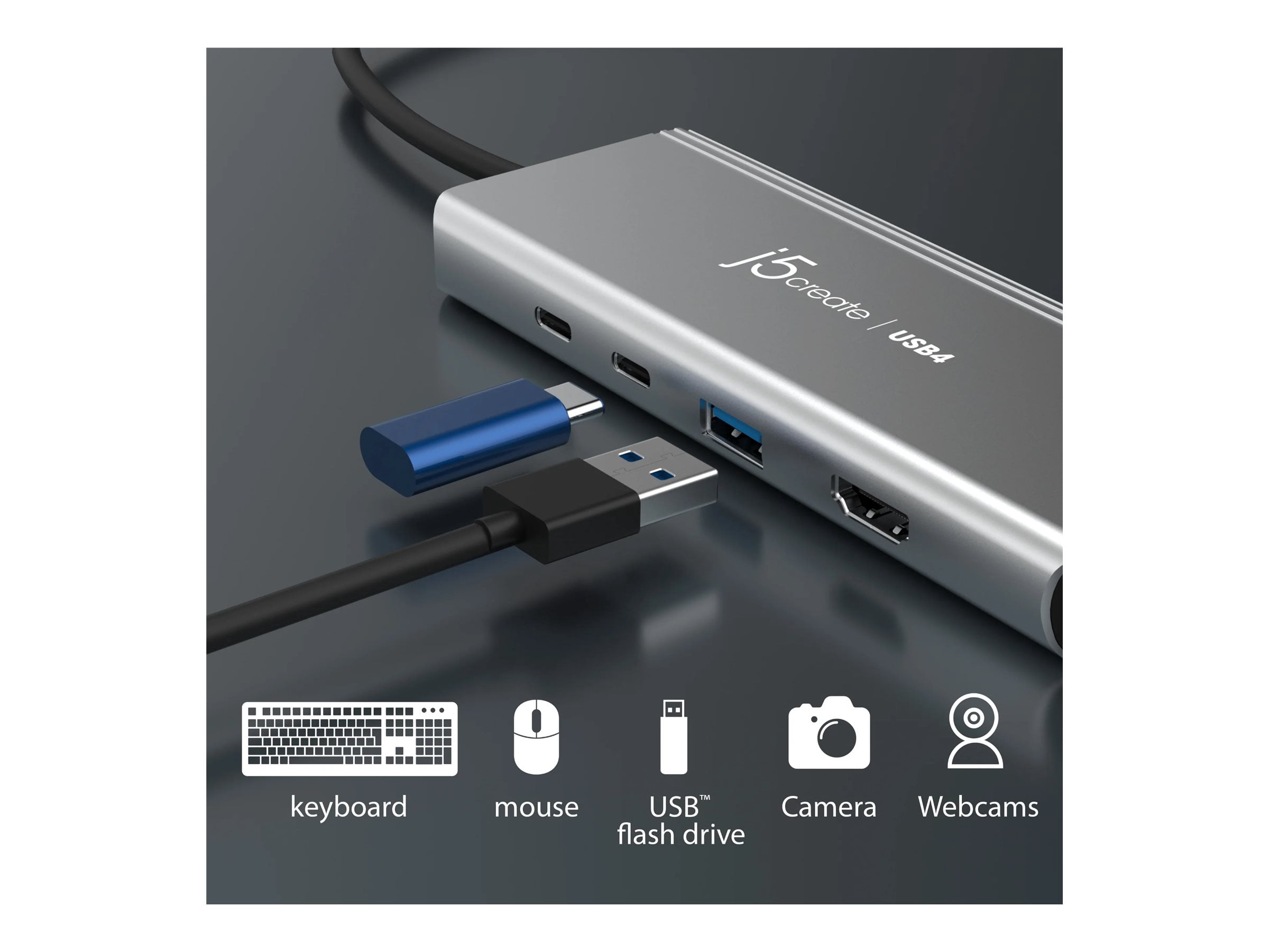 j5create JCD401 - Docking station - USB4 / Thunderbolt 4 - HDMI, DP, USB-C