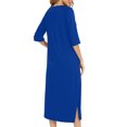 thumbnail image 6 of CFLVAEK 3/4 Sleeve Robes for Women Lightweight Zipper House Coats with Pockets Cozy Knee Length Nightgowns Solid Color Side Slit Sleepwear Blue L, 6 of 6