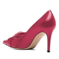 thumbnail image 3 of FSJ Women Elegant Bow Slip on Pumps Pointed Toe Stiletto High Heels Business Daily Formal Shoes Size 9 Deep Pink, 3 of 4