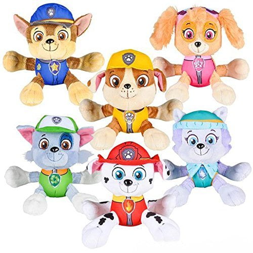 PAW Patrol 6 Plush Toy SET of 6 Characters Marshall Skye Everest Rocky Chase - Walmart.com