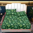 thumbnail image 6 of Xoenoiee Green Shamrock Coin Print Deep Pocket Fitted Sheet Set, 3 Pieces Stretchy Bedsheet with 2 Pillowcases, Breathable Wrinkle Resistant, Easy Care Bedding St. Patrick's Day Decor, Full Size, 6 of 7
