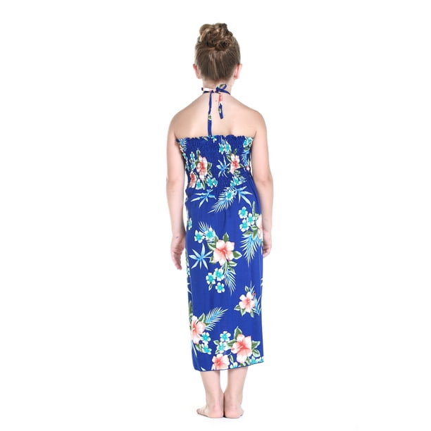 Girl Hawaiian Halter Dress in Hibiscus Blue Size 4 - Walmart Business Supplies Girl Hawaiian Halter Dress in Hibiscus Blue Size 4 - Walmart Business Supplies