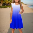 thumbnail image 2 of Juniors Girls Dresses Cute Ruffle Sleeveless Crewneck Sundresses Teens Kids Gradient Printed Pullover Beach Midi Dress Size 4-14, 2 of 9