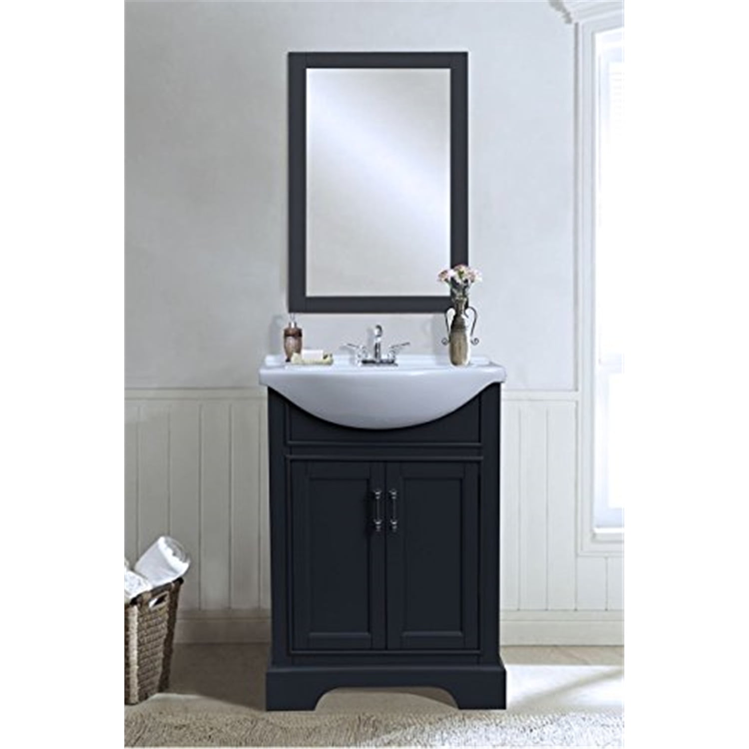 Elegant Dark Gray Mirror 20 Inch - Modern Wall Decor for Hallway Living Room Bedroom