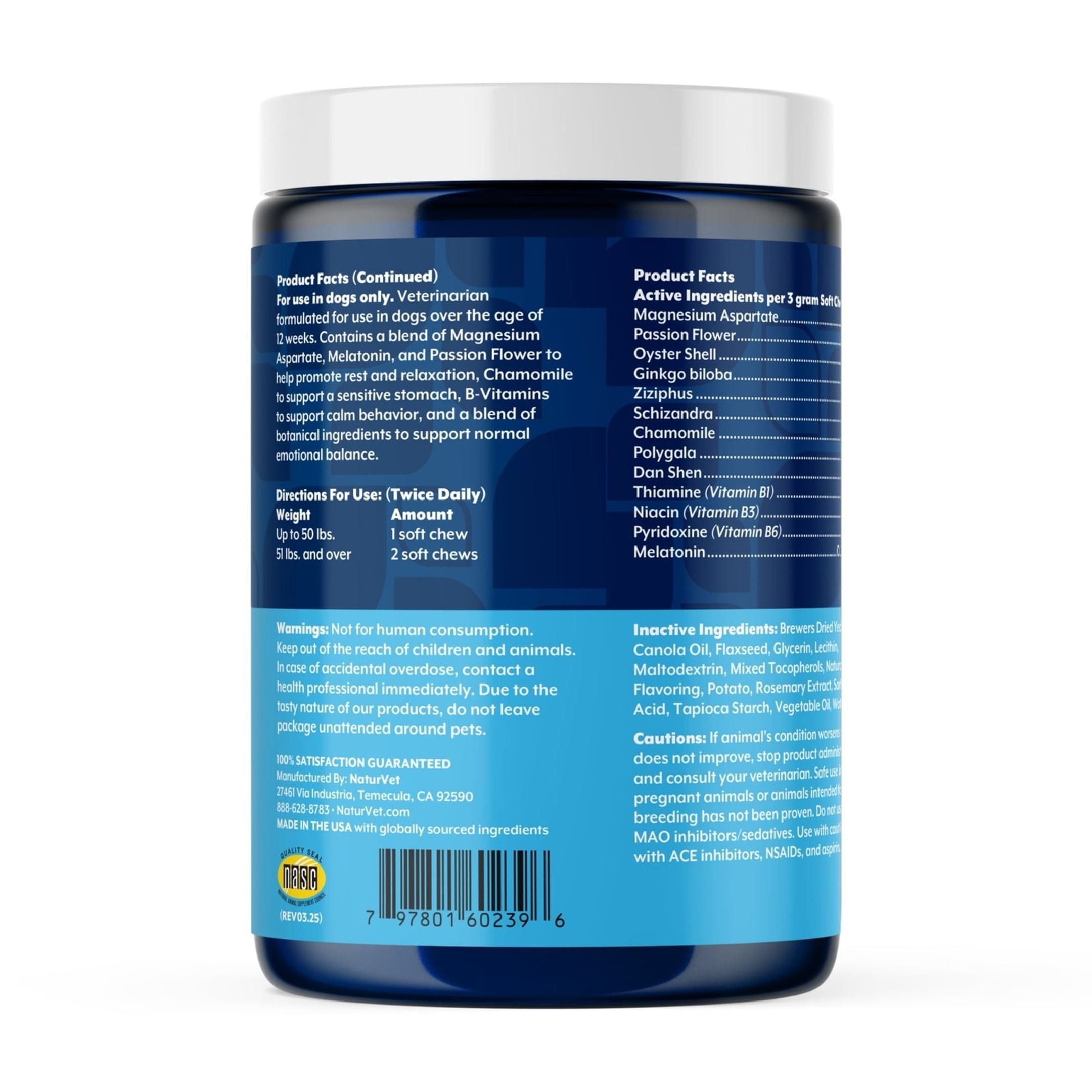 NaturVet Emotional Support + 24/7 Support Soft Chews for Dogs 120ct