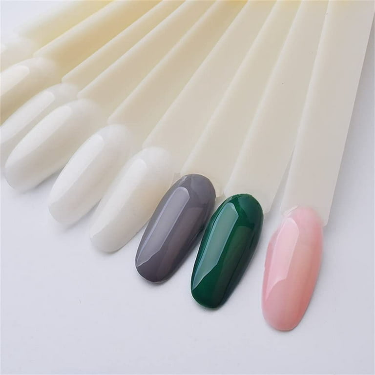 Nail Color Swatches With Ring, 50pcs Natrual Swatch Sticks Fan-Shaped Nail  Swatch Sticks, False Fake Nail Art Tips Sticks Polish Gel Salon Display