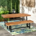 thumbnail image 6 of CRXX Outdoor Acacia Wood Bench and Table Backless Oil Finished Teak Bench for Garden-1 pack dining table, 6 of 6