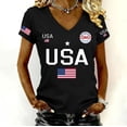 thumbnail image 4 of Womens Shirts Gsakboxl Women Trendy V Neck Patriotic Tee 250th Anniversary American Flag Print Short Sleeve Fashion Casual Graphic T Shirt Ideal For Young Daily Holiday Womens Summer Tops L, 4 of 5