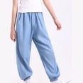 thumbnail image 2 of Favoffer Kids Tencel Jeans Loose Breathable Lightweight Solid Color Summer Mosquito Proof Cuffed Pants for 3-15Y Boys Girls Kids, 2 of 7