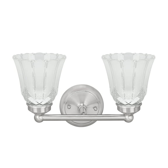 Aspen Creative 62171-1, Two-Light Metal Bathroom Vanity Wall Light Fixture, 13" Wide, Transitional Design in Satin Nickel