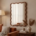 thumbnail image 5 of Noble House 30x40 Inch Wavy Rectangle Wall Mirror, Solid Wood Decorative Vanity Mirror, Yellow Brown, 5 of 9