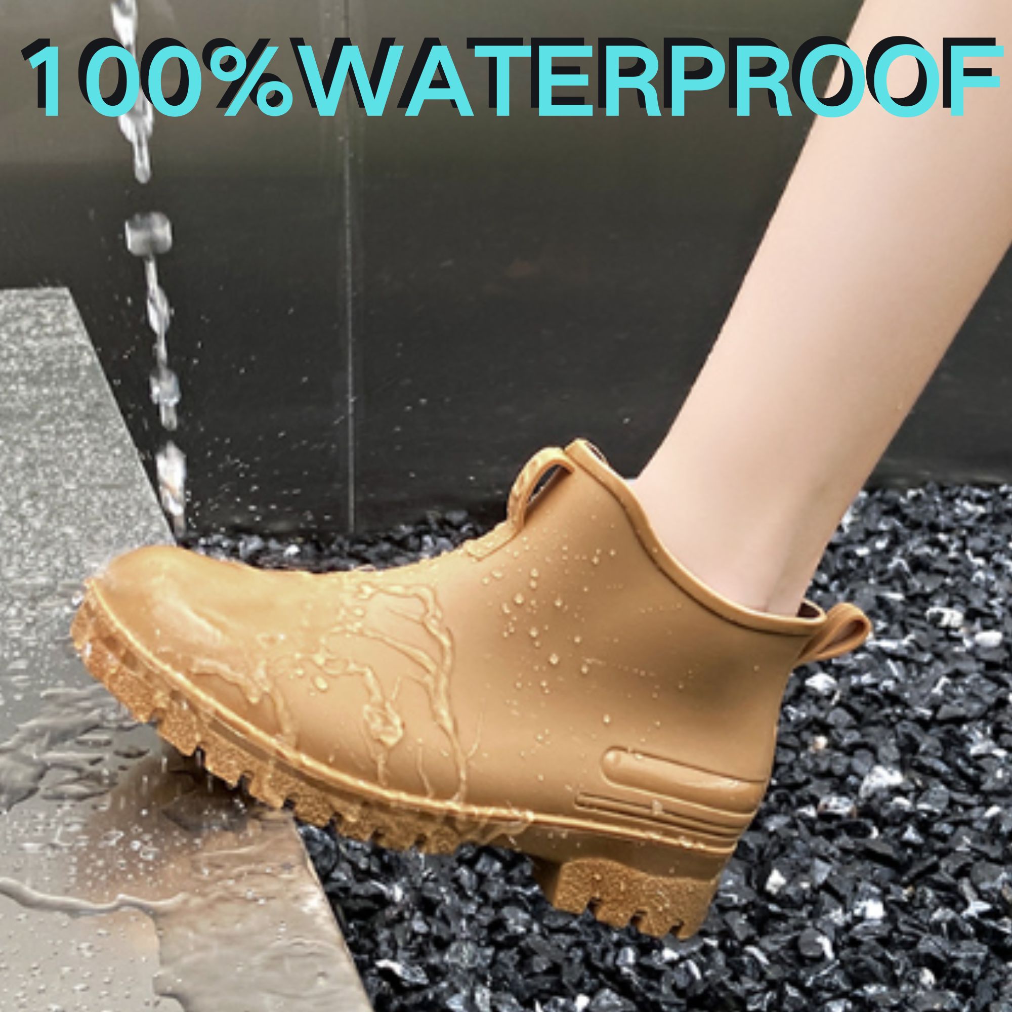 CHICVOMEY Women's Waterproof Chelsea Rain Boots Anti-Slip Work Boots for Gardening Fishing & Outdoor Ankle-Length Traction Sole Boots for Women & Men
