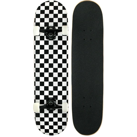KPC Pro Skateboard Checker Black/White 7.75"
