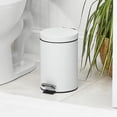 thumbnail image 2 of mDesign  3-Liter Round Metal Step Trash Can, Liner/Handle - White, 2 of 8