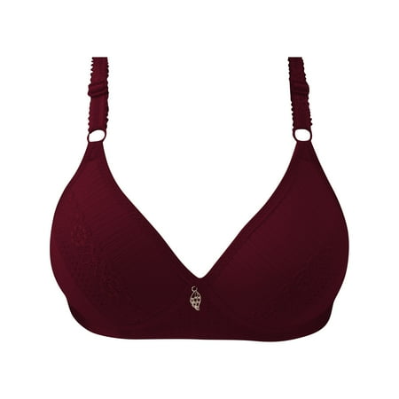 

BIZIZA Women Support Adjustable Straps 18 Hour Bras Full Coverage Push Up Bra Bralette Wine 42