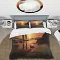 thumbnail image 2 of Designart "Beach Photo Sunset Charm X" Beach Bedding Covert Set - Coastal Beach Yellow Coastal Bed Set With 2 Shams, 2 of 6