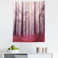 thumbnail image 1 of Forest Tapestry, Colorful Forest with Foggy Sun Rays Mystic Trees Magic Wilderness Fantasy, Fabric Wall Hanging Decor for Bedroom Living Room Dorm, 5 Sizes, Lilac Dark Coral, by Ambesonne, 1 of 1