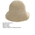 thumbnail image 7 of Yesbay Women Summer Woven Straw Bucket Sun Hat Foldable Wide Brim Hollow Breathable Sunscreen Beach Hat, 7 of 7
