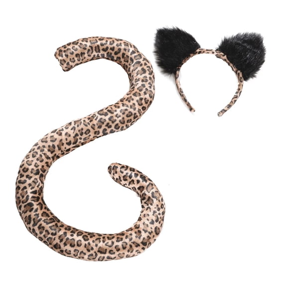 Leopard Cat Tail & Ears Adult Costume Set