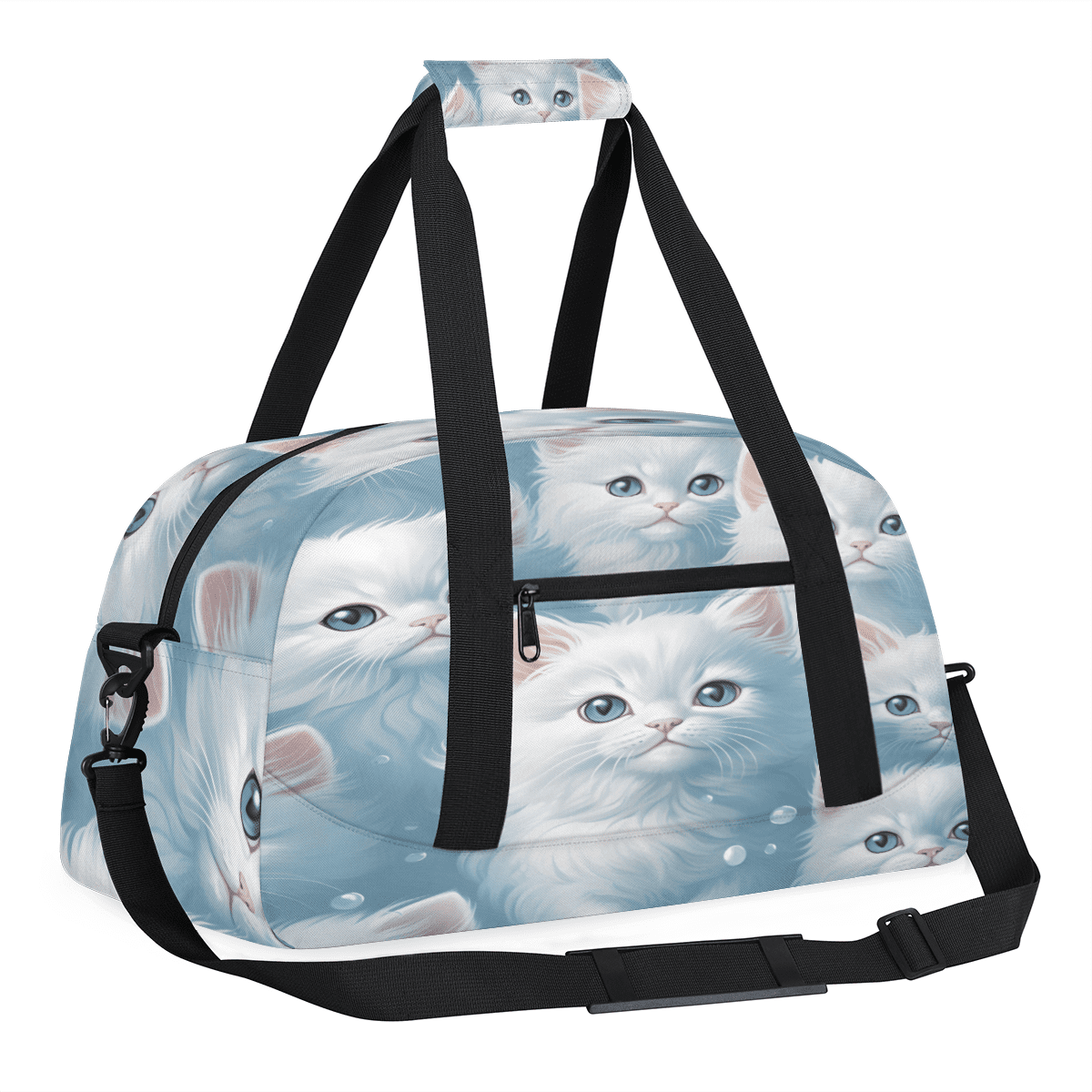 Herdesigns Cat Sports Duffle Bag for Women & Men, Cute Cat Gym Bag Dance Bag Overnight Bag Carry On Weekender Travel Bag