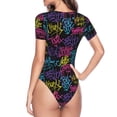 thumbnail image 4 of Haiem Graffiti Art Women's Crew Neck Short Sleeve Bodysuit Tops Stretchy Slim Basic-Large, 4 of 9
