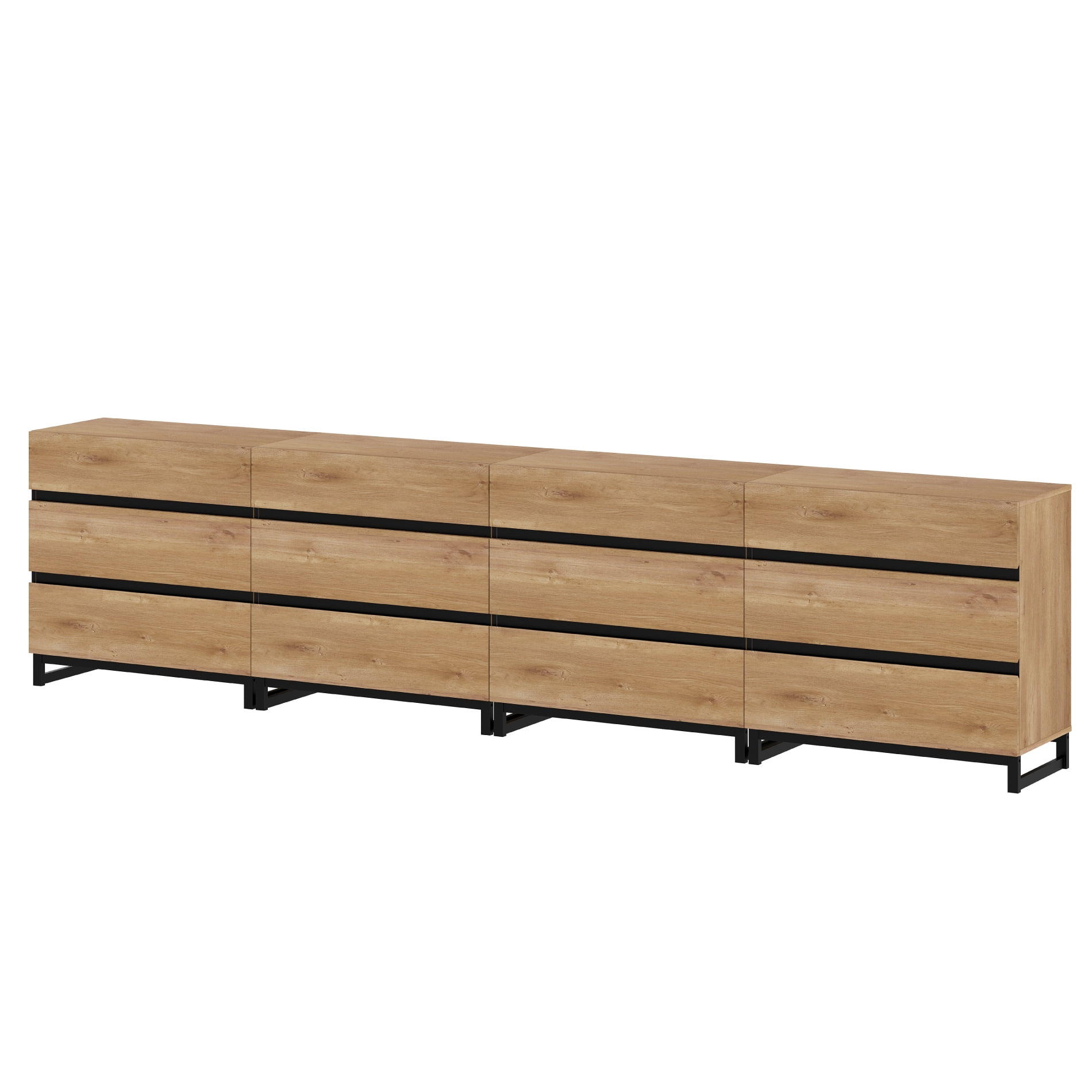 4 In 1 Multifunctional Sideboard Buffet Cabinets, Modern Sideboard With Adjustable Shelf And 12 Drawers, Coffee Bar Cabinet Storage Cabinet For Living Room, Kitchen,Oak