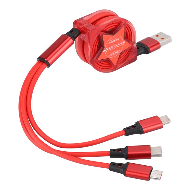 Cable, cable de carga telescópico 3 en 1 tipo cable C para IOS de alta capacidad